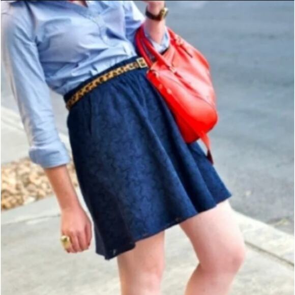 The Webster x Target Eyelet Mini Skirt M Navy Blue Coquette Preppy Romantic Twee - Picture 1 of 10